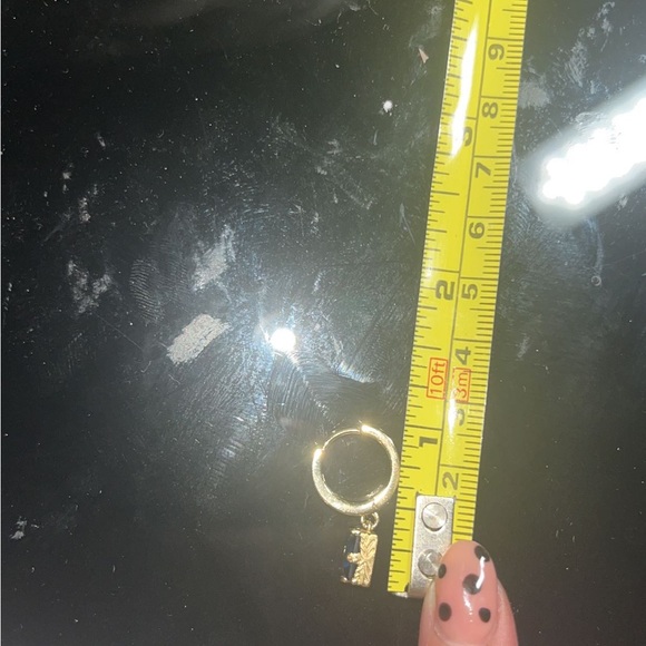 Gold dangle earrings with blue and white stones - Picture 5 of 5